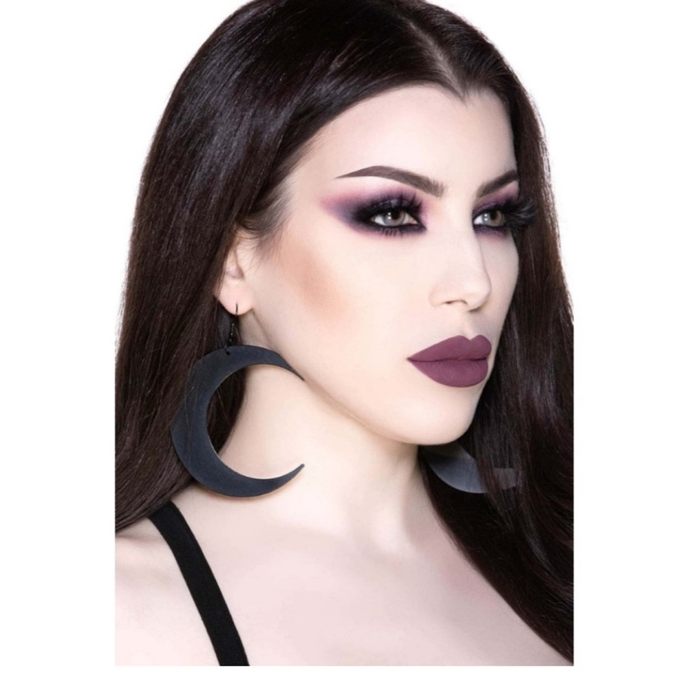 KILLSTAR LUNA Black Crescent Moon Earrings